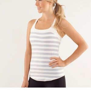 Striped Gray and White Women's Tank Top